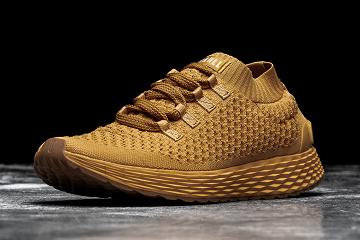 Men's Nobull Wheat Knit Running Shoes Brown | SG U2097Z